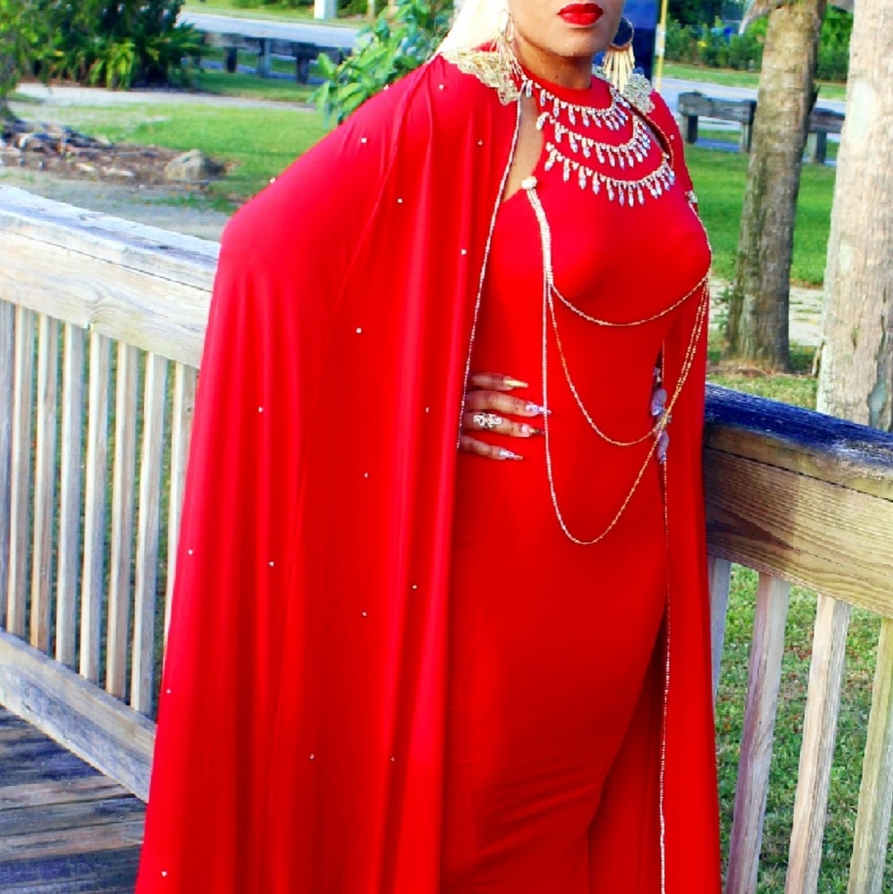 Red evening gown